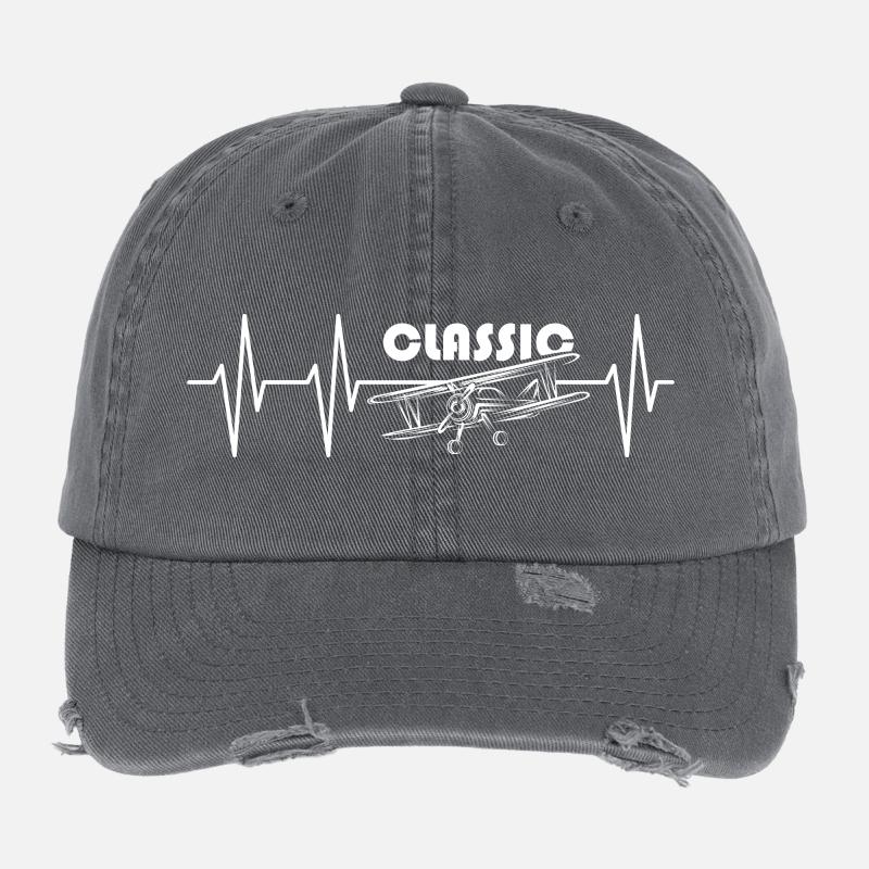Pulse Aviation Illustration Battement de coeur classique Casquette vintage effet usé Flexfit