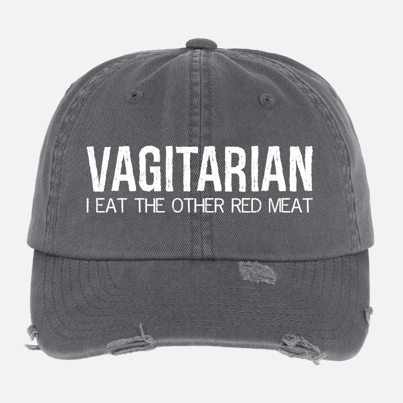 vegetarisch esse ich das andere rote Fleisch Flexfit Vintage Destroyed Cap