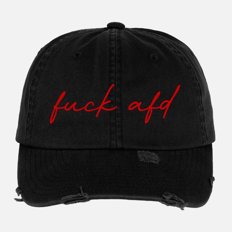 Protest Schriftzug Gegen AfD   Flexfit Vintage Destroyed Cap