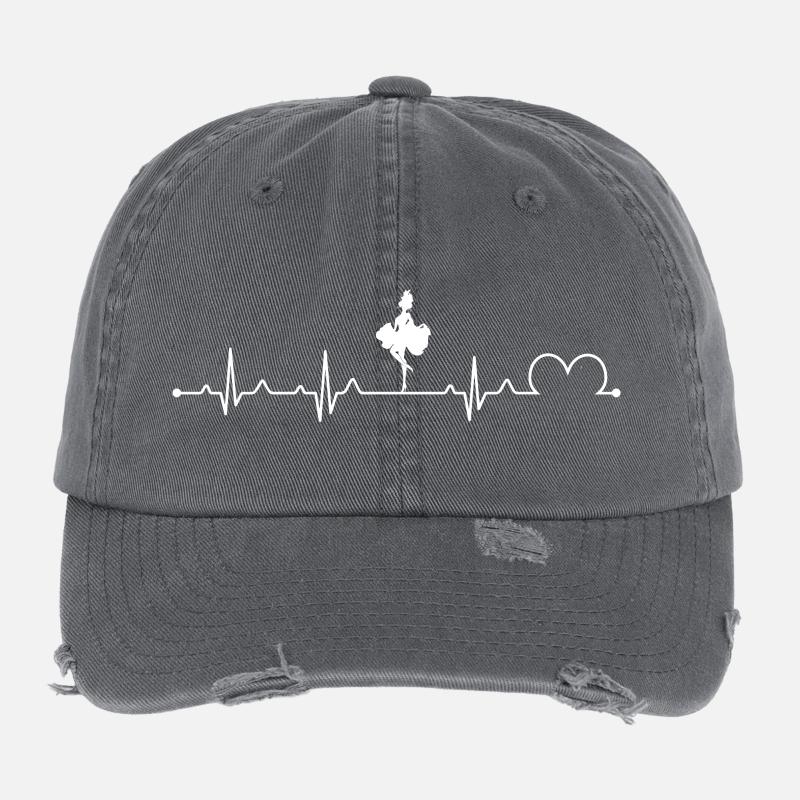 Can-can Heartbeat ECG Pulse Dancer Théâtre Cadeau Casquette vintage effet usé Flexfit