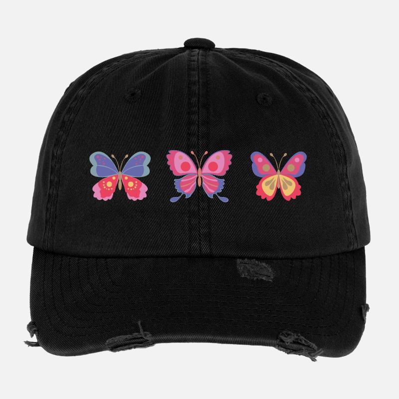 Variété de papillon coloré Casquette vintage effet usé Flexfit
