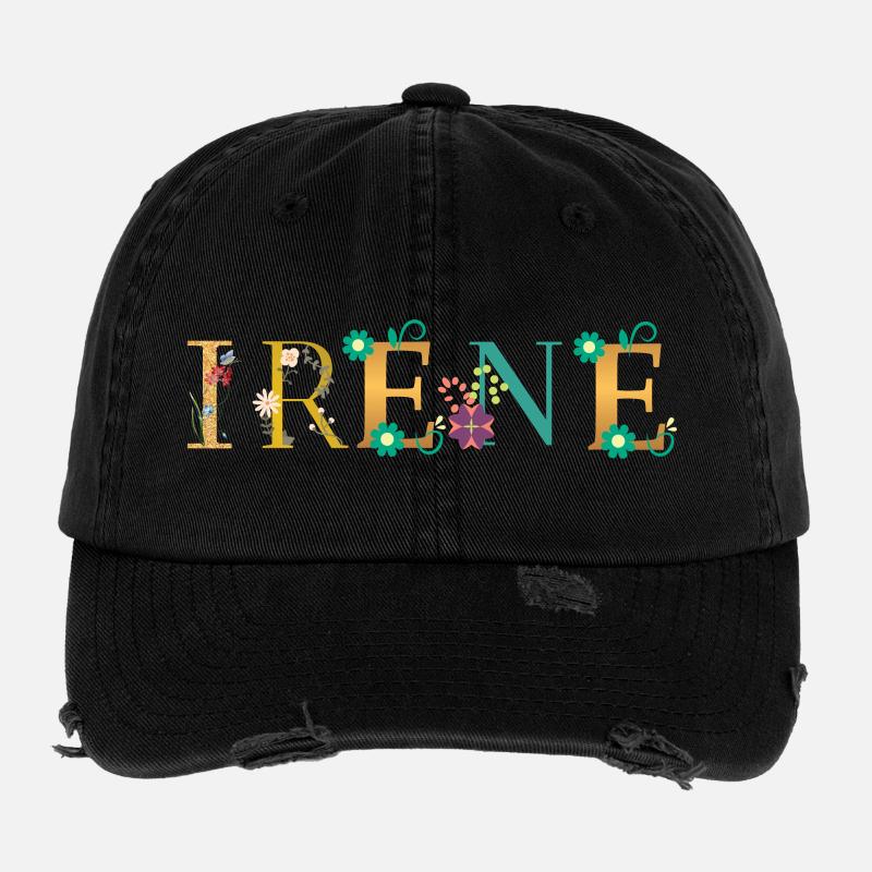 Nom IRENE Orné de fleurs Casquette vintage effet usé Flexfit