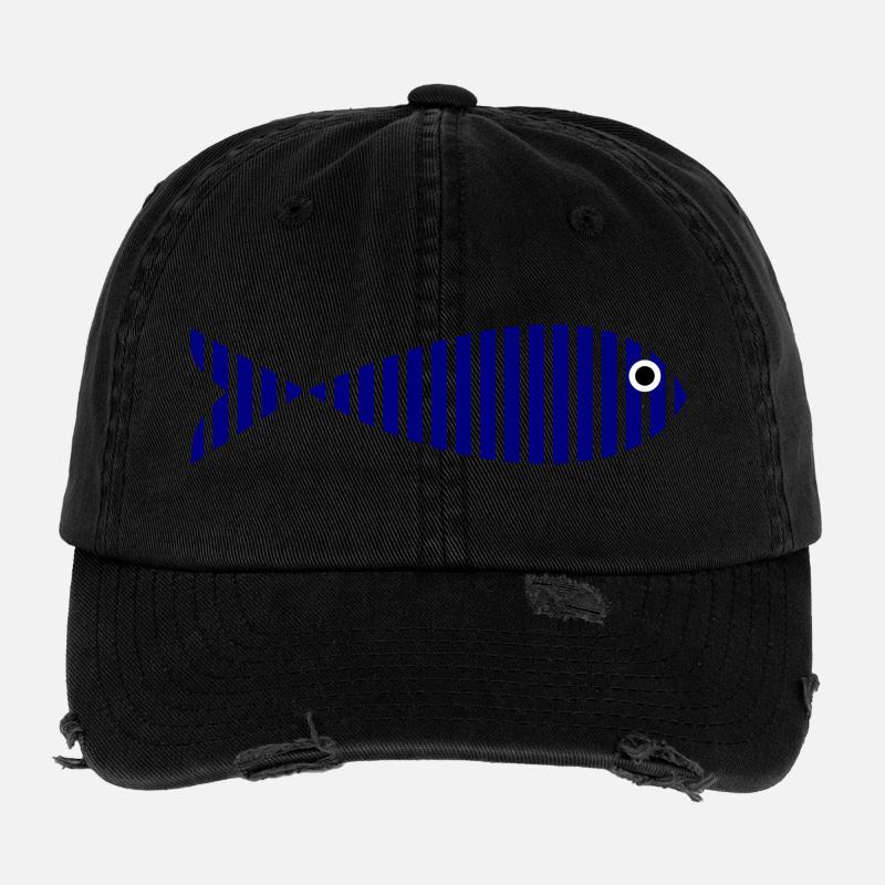 SARDINE. FISH. APRIL FOOL. EASTER. SEA Flexfit Vintage Destroyed Cap