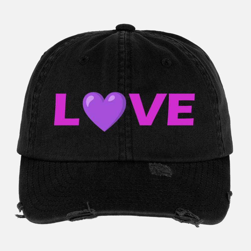 Liebesherz-Typografie-Design Flexfit Vintage Destroyed Cap