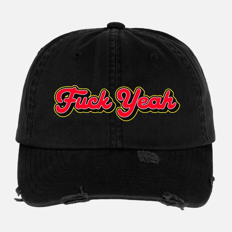 Verdammt ja, 3D Red Script Flexfit Vintage Destroyed Cap