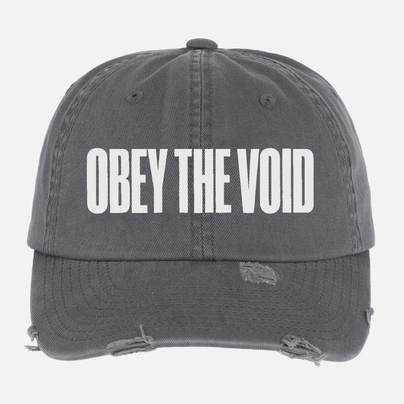 Obéir au vide Art typographique audacieux Casquette vintage effet usé Flexfit