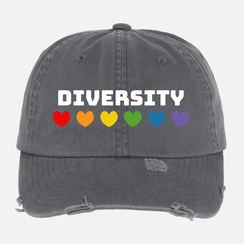 Rainbow Hearts LGBT lgbtqi queer Diversité Casquette vintage effet usé Flexfit