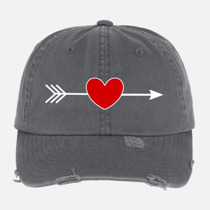 Valentinstag Rotes Herz, Valentinstag Flexfit Vintage Destroyed Cap
