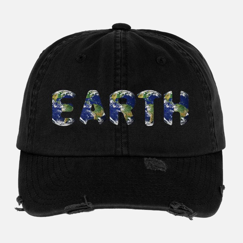 Lebendiges Erdkugel-Muster Flexfit Vintage Destroyed Cap