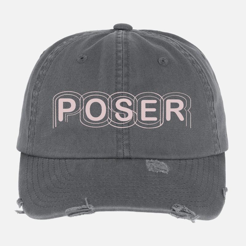 Minimalistisches POSER-Textdesign Flexfit Vintage Destroyed Cap