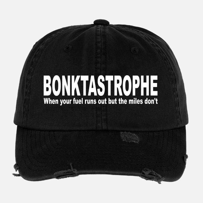 BONKTASTROPHE fuel running half marathon wall - Flexfit Vintage Destroyed Cap - black
