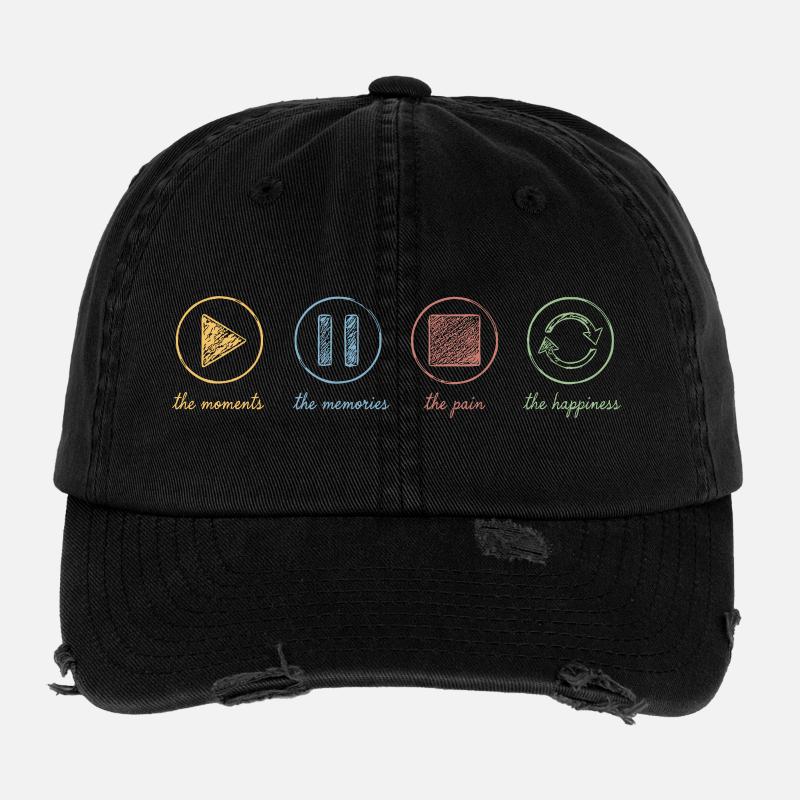 Achtsamkeit, Momente, Erinnerungen, Glück Flexfit Vintage Destroyed Cap