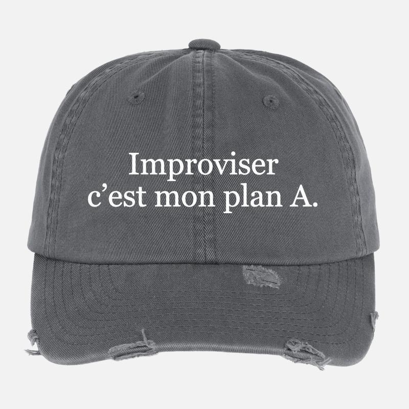 Improviser, c’est mon plan A Casquette vintage effet usé Flexfit