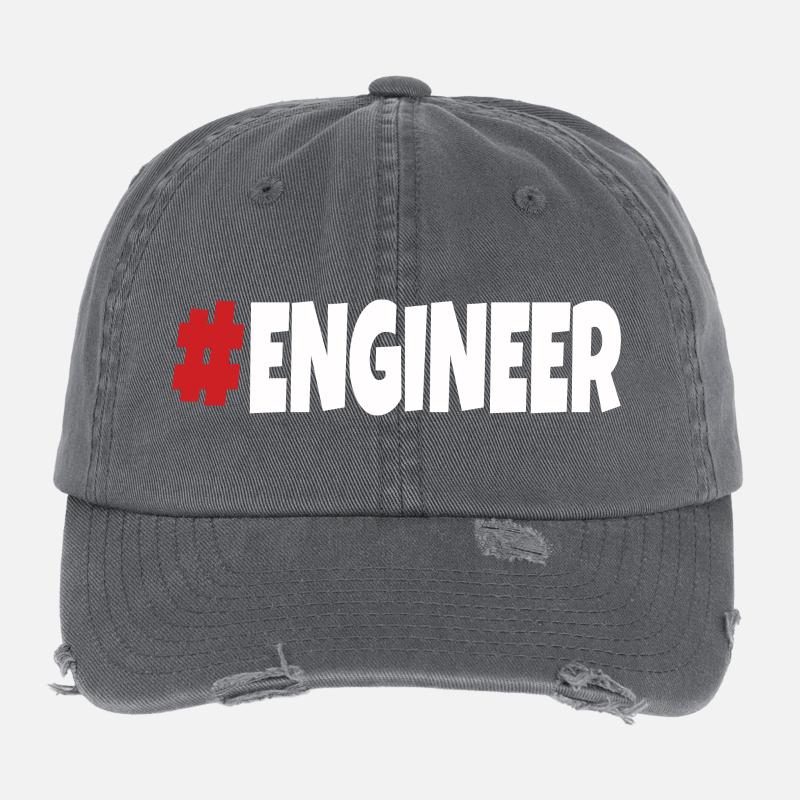#engineer rot-weiß Flexfit Vintage Destroyed Cap