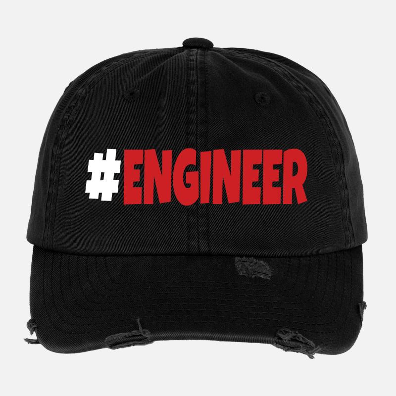 #engineer blanc et rouge Casquette vintage effet usé Flexfit