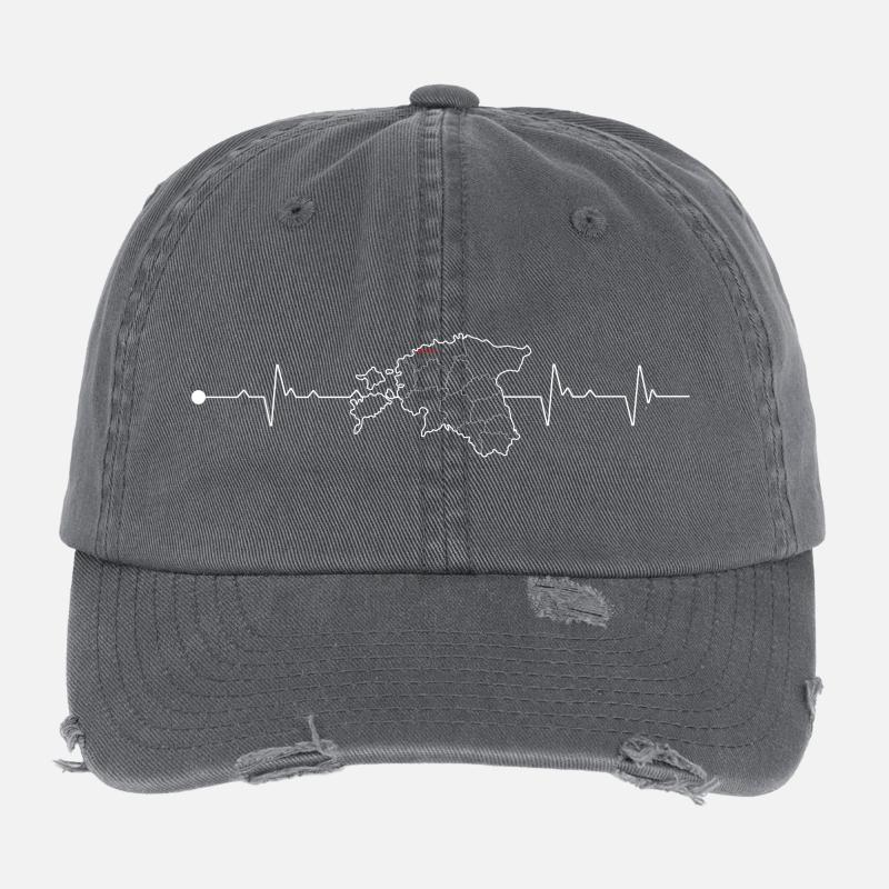 Wales Heartbeat Map Design Flexfit Vintage Destroyed Cap