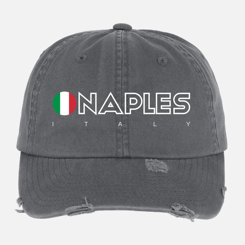 Neapel Flagge Kreis Typografie Flexfit Vintage Destroyed Cap