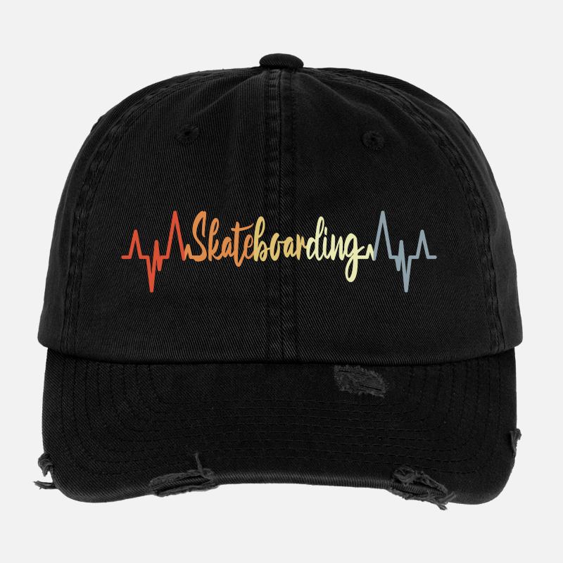 Battement de cœur du skateboard Casquette vintage effet usé Flexfit