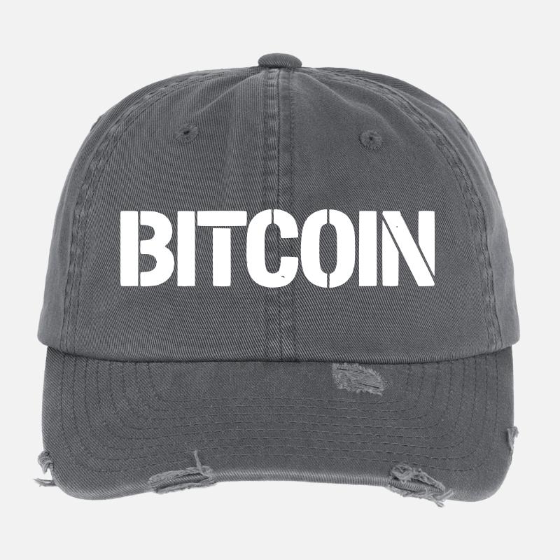 Bitcoin Lettering Stencil Clean Flexfit Vintage Destroyed Cap