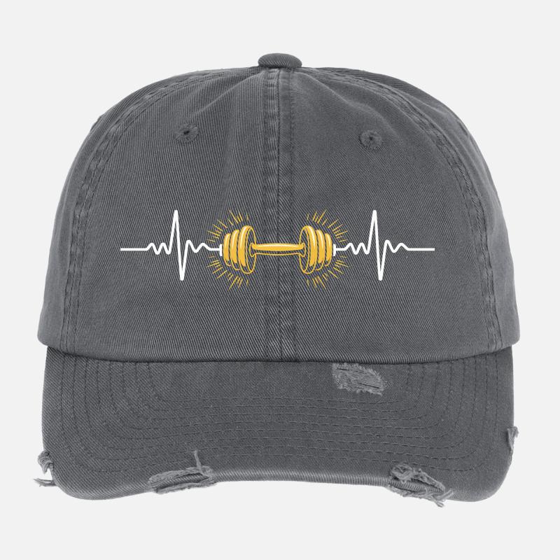 Conception de la puissance des haltères de cœur Casquette vintage effet usé Flexfit