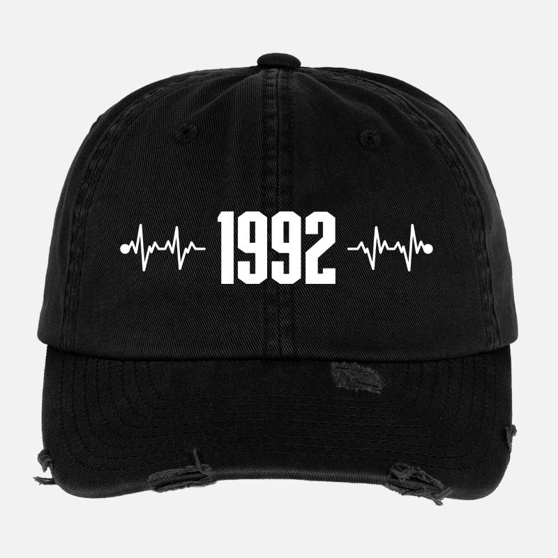 Battement de cœur 1992 - Casquette vintage effet usé Flexfit - noir