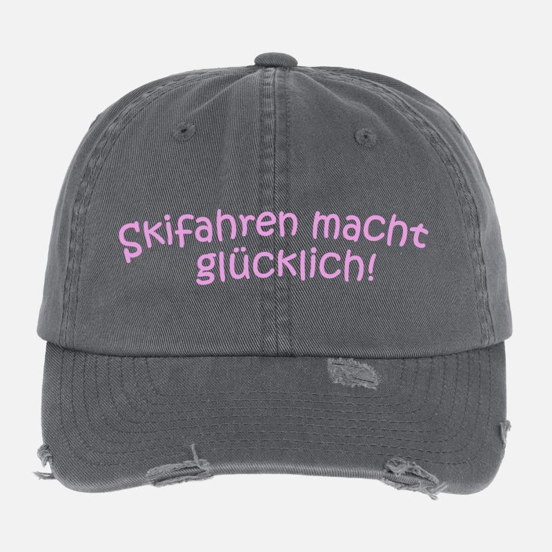 Skifahren glücklich Flexfit Vintage Destroyed Cap
