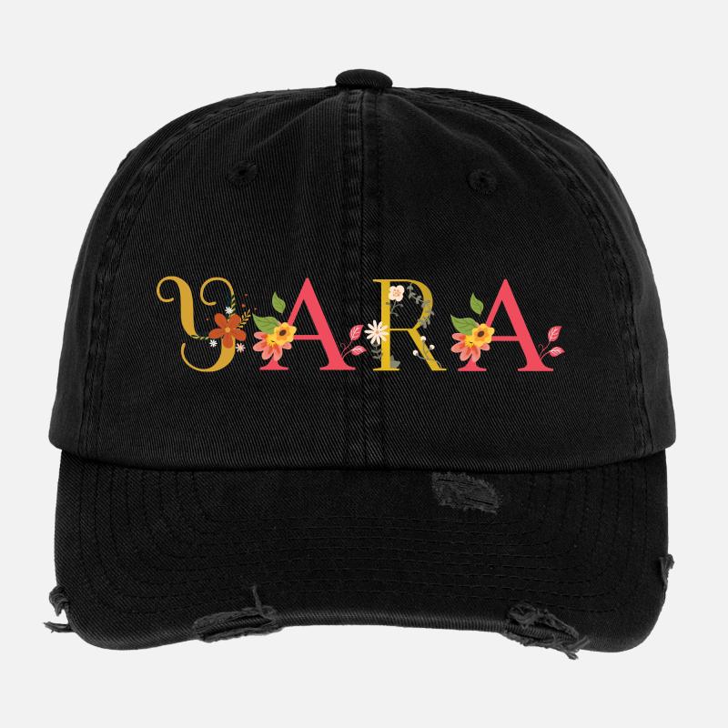 Le nom YARA décoré de fleurs Casquette vintage effet usé Flexfit
