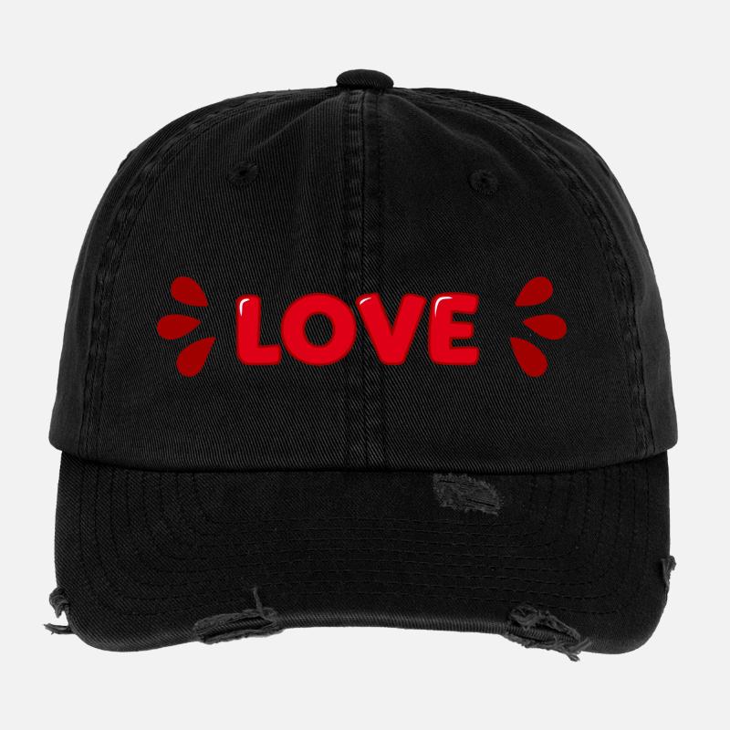 Love Red Bubbles Flexfit Vintage Destroyed Cap