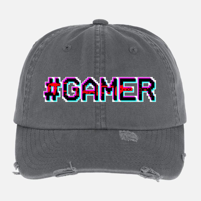 Pixel Neon Gamer Badge Casquette vintage effet usé Flexfit