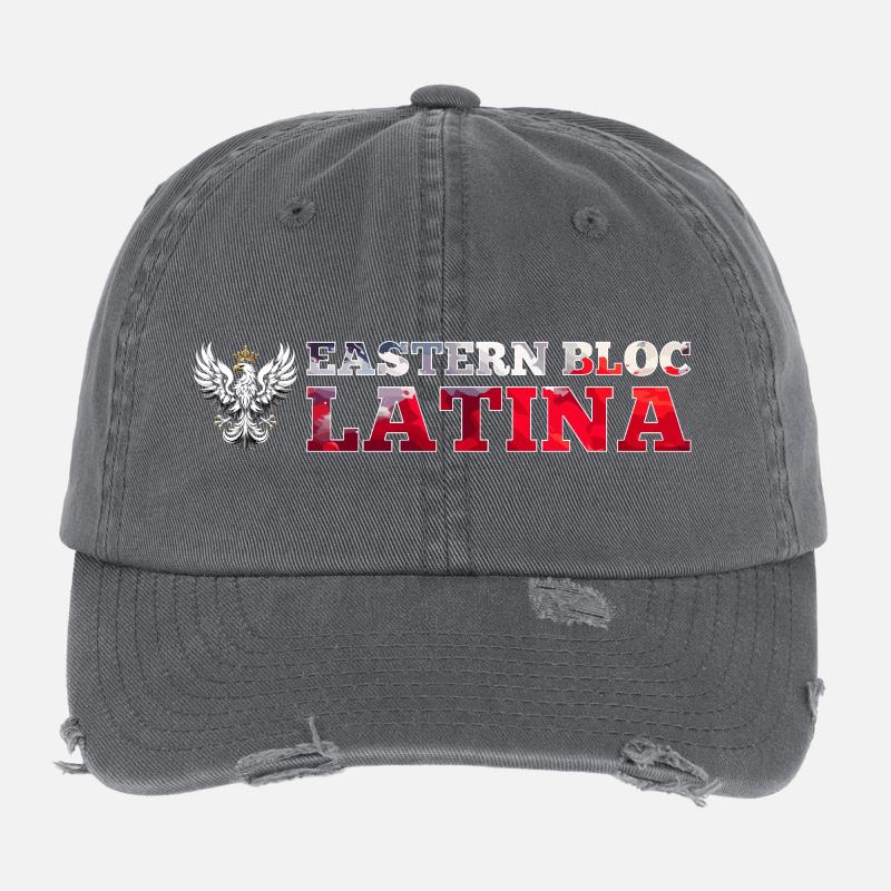 Eastern Bloc Latina Pole Poland White Eagle Gift Flexfit Vintage Destroyed Cap
