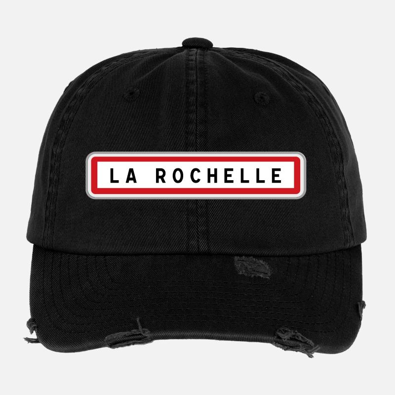 Panneau d'entrée de ville de La Rochelle, Charente Casquette vintage effet usé Flexfit