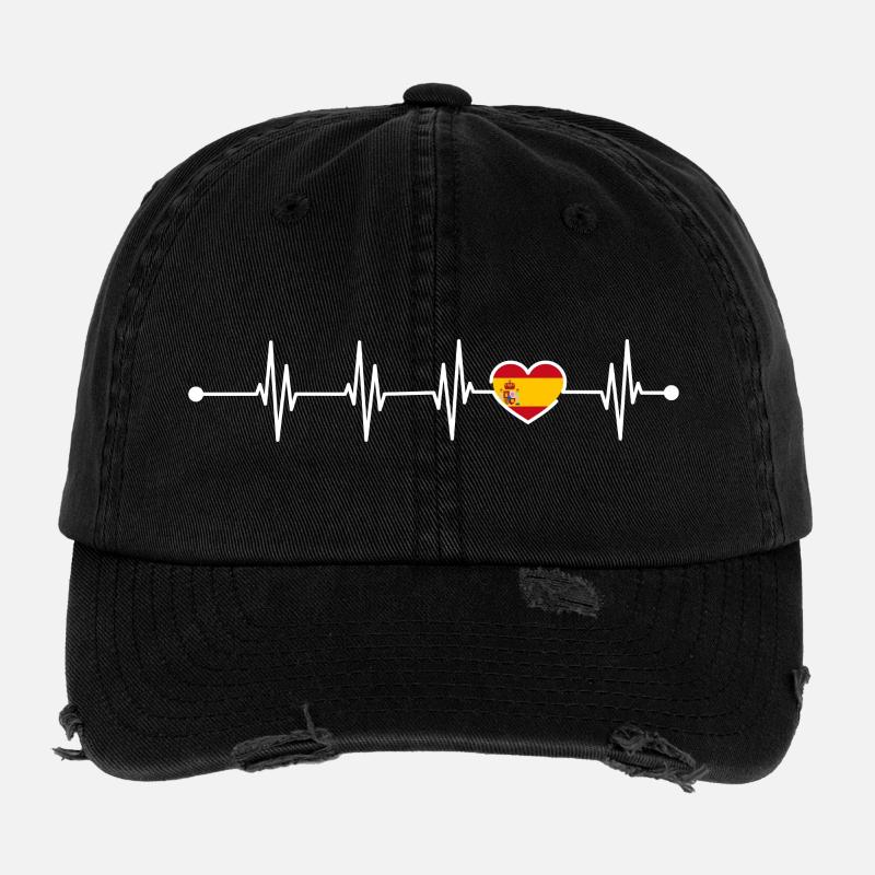 Drapeau de l’Espagne - Casquette vintage effet usé Flexfit - noir