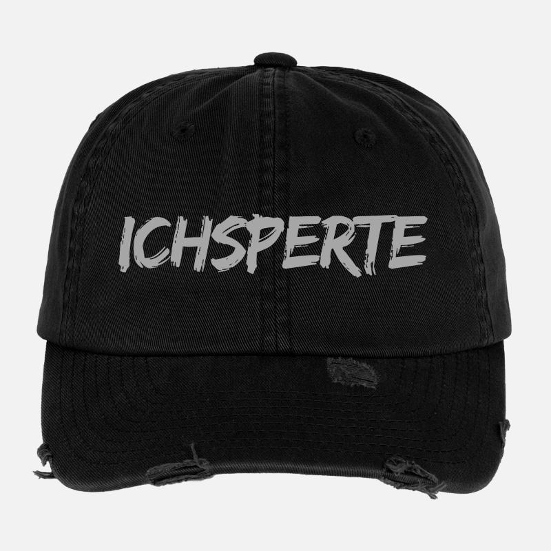 Ichsperte - Experte, lustiger Wortwitz - Flexfit Vintage Destroyed Cap - Schwarz