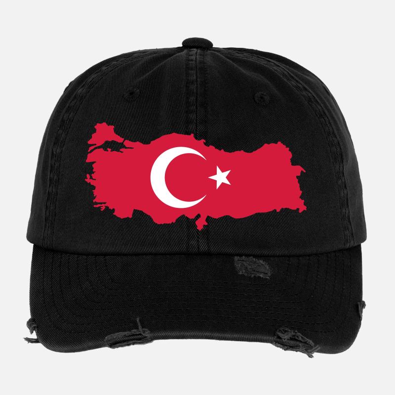 Carte de la Turquie Drapeau Casquette vintage effet usé Flexfit