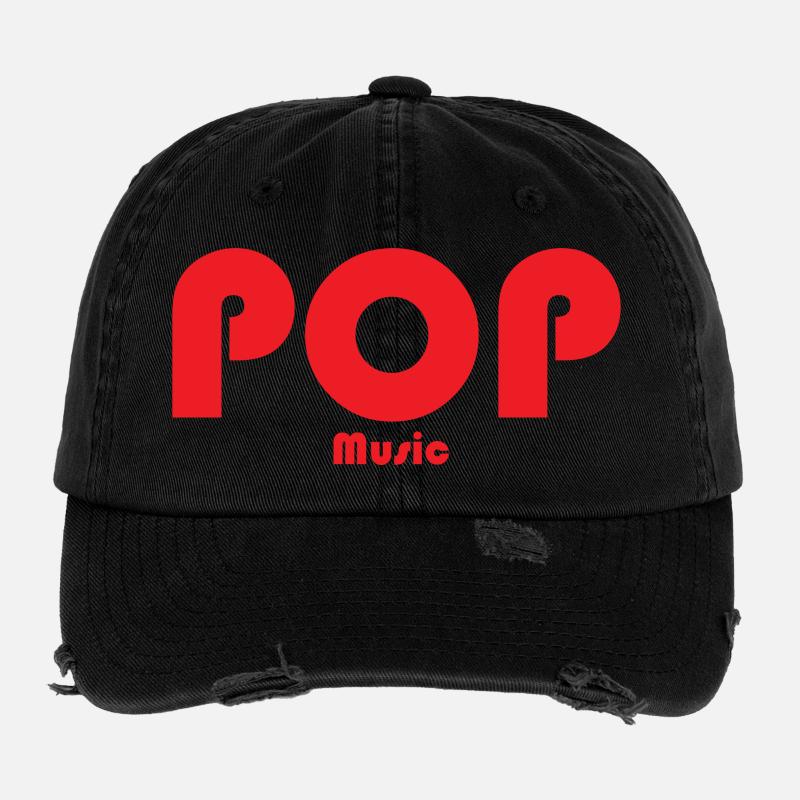 Conception de musique POP rétro rouge Casquette vintage effet usé Flexfit