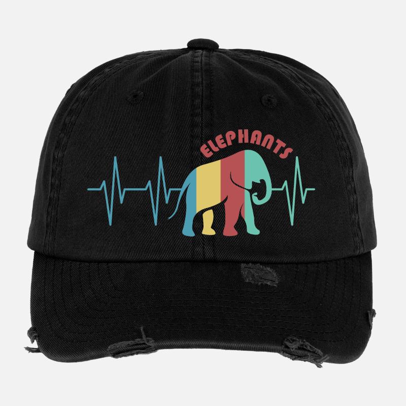 pouls éléphant coloré animaux tronc rétro couleurs icône Casquette vintage effet usé Flexfit