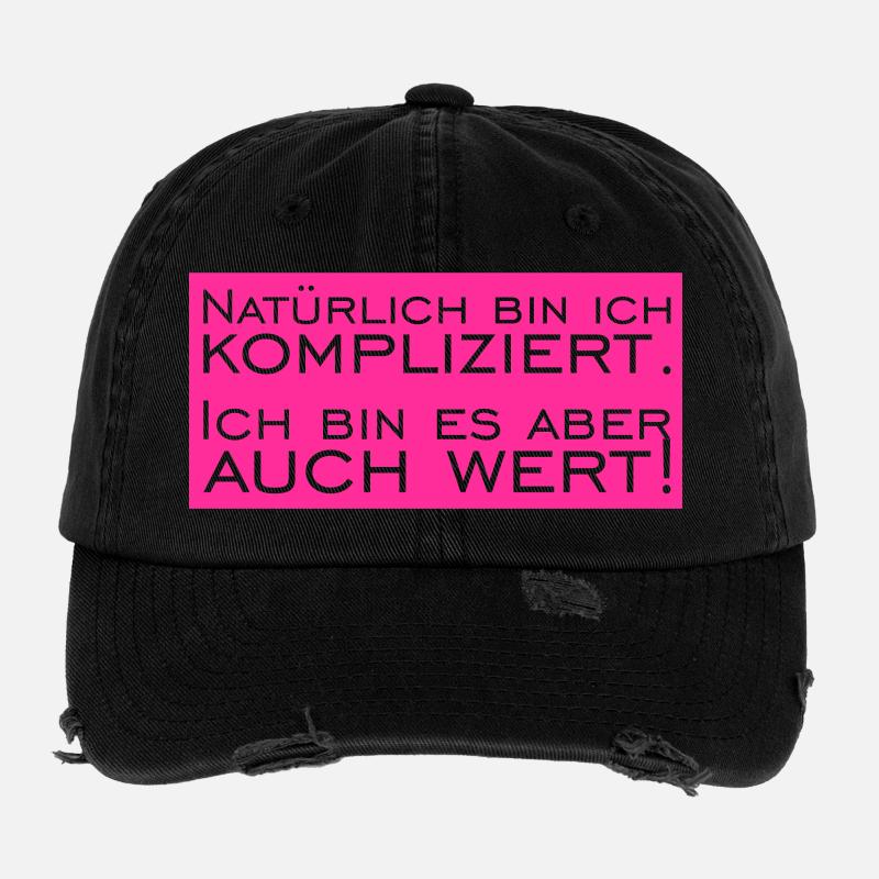 Of course I'm complicated - Flexfit Vintage Destroyed Cap - black