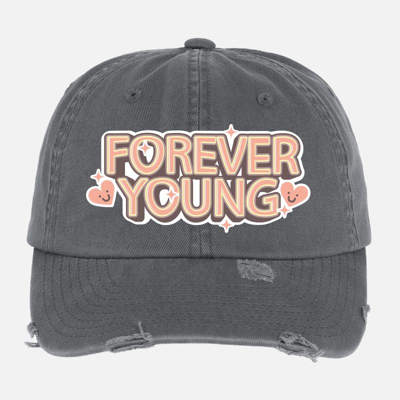 Forever Young – Playful Retro Font Flexfit Vintage Destroyed Cap