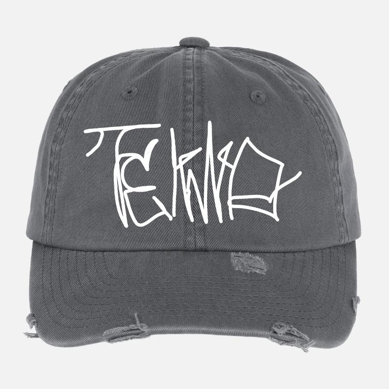 Techno Wear, Lettrage Tekno, Tenue Raver Casquette vintage effet usé Flexfit