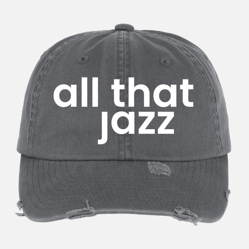 Jazz Phrase Bold Typography Flexfit Vintage Destroyed Cap