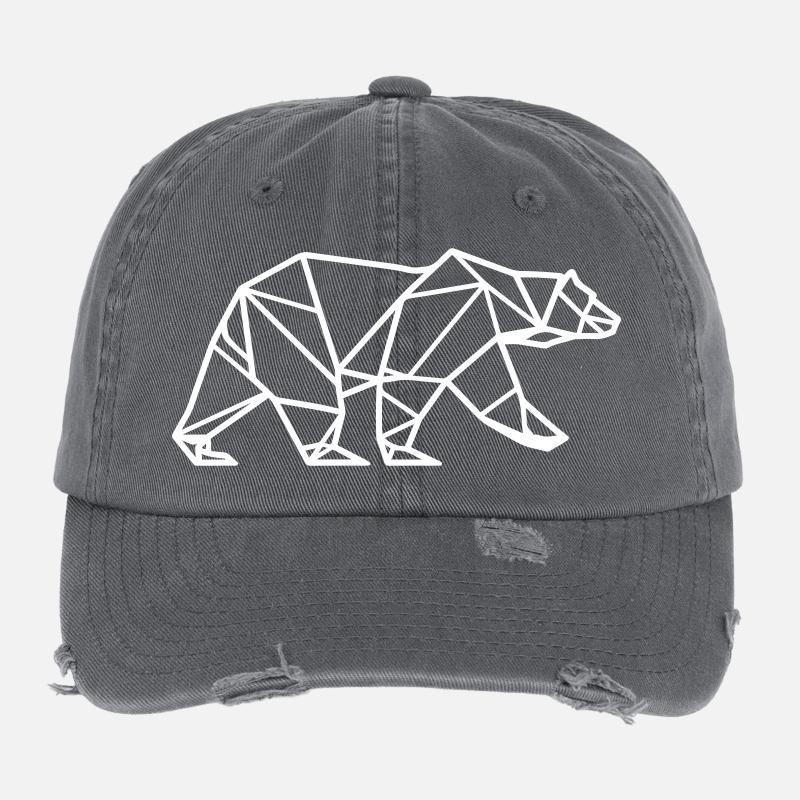 Polar Bear Polar Bear Polygon Icon Flexfit Vintage Destroyed Cap