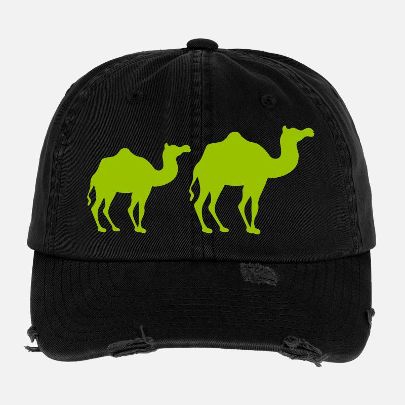 Duo Silhouette Camel Vert Néon Casquette vintage effet usé Flexfit