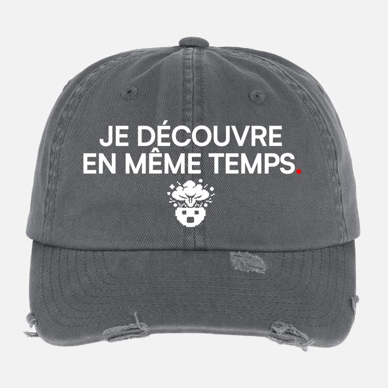 DISCOVER AT THE SAME TIME | Office Humor Flexfit Vintage Destroyed Cap