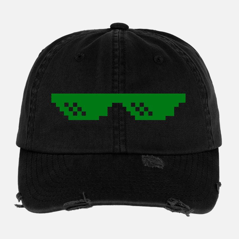 Grünes Pixelmuster mit Kontrastblöcken Flexfit Vintage Destroyed Cap