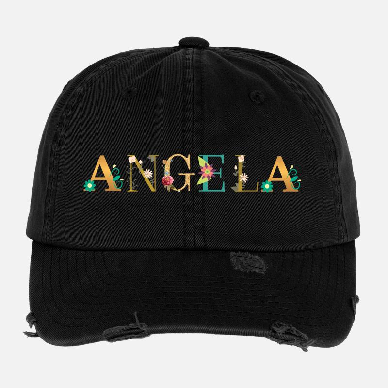 Le nom d’ANGELA orné de fleurs Casquette vintage effet usé Flexfit