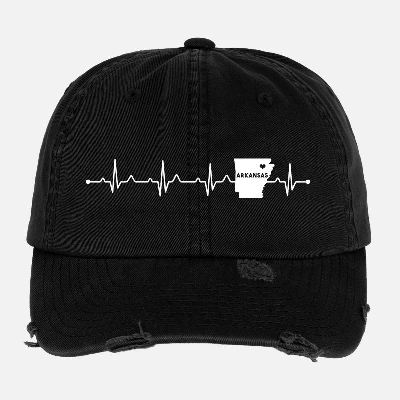 Conception minimale du cœur de l’État de l’Arkansas - Casquette vintage effet usé Flexfit - noir