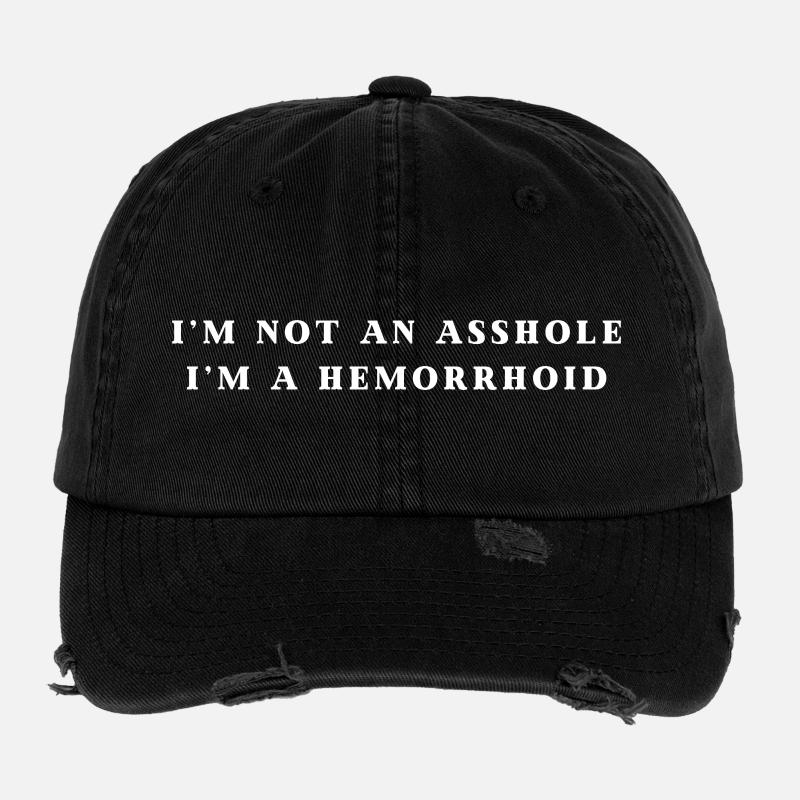 I'm not an asshole - I'm a hemorrhoid - Flexfit Vintage Destroyed Cap - black