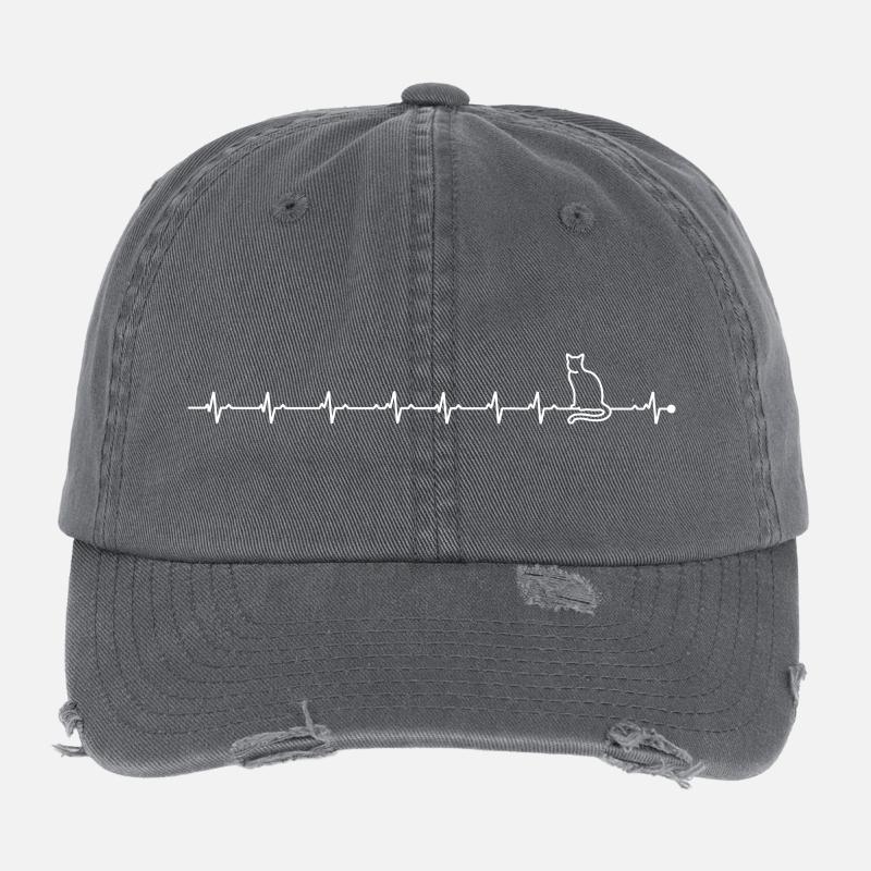 Cat heartbeat Flexfit Vintage Destroyed Cap
