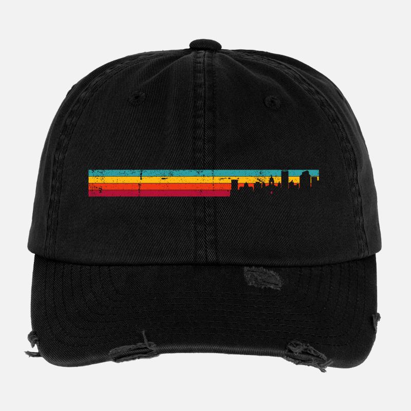 Kingston upon hull skyline retro Flexfit Vintage Destroyed Cap