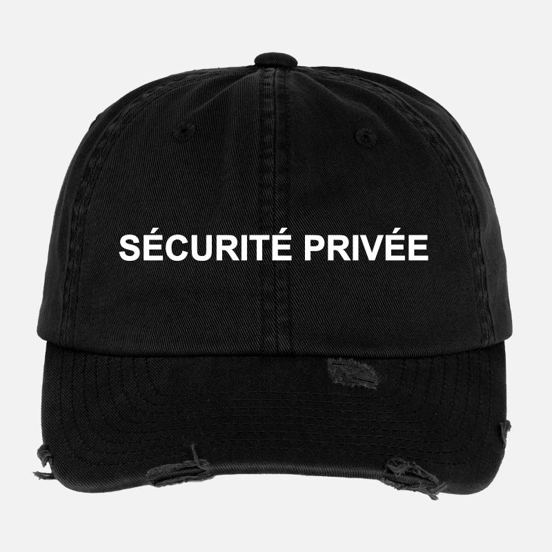 Private Sicherheit und personalisierte Bewachung - Flexfit Vintage Destroyed Cap - Schwarz